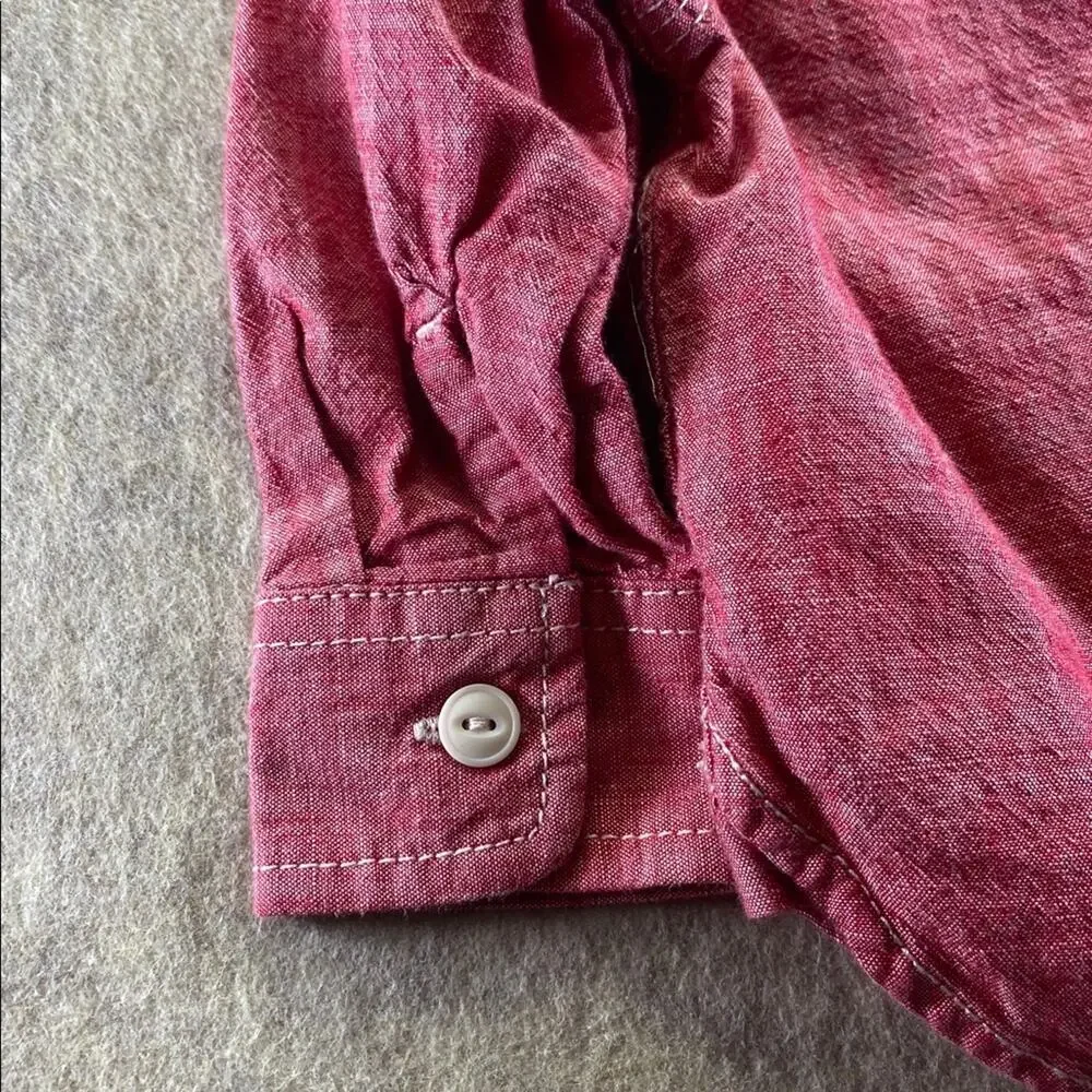 GAP Kids Red Button-Up Long Sleeve Collared 100% Cotton Shirt Size 12-18 Months